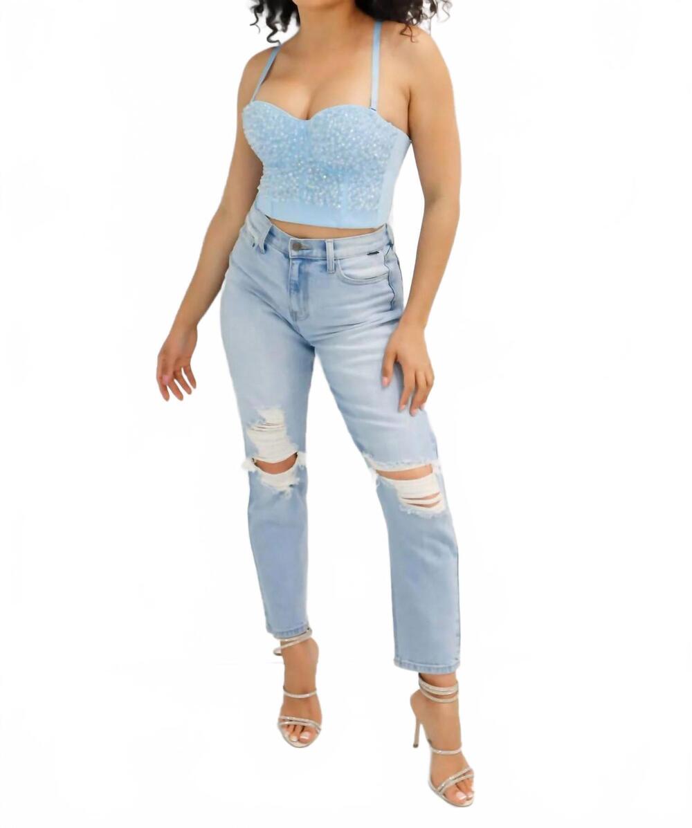 NEW CELLO addison high rise mom jeans in light wash
